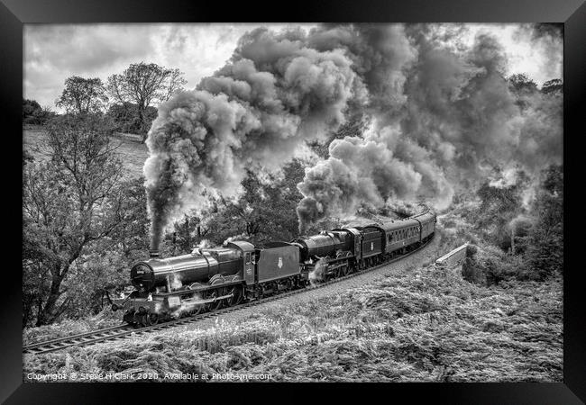GWR Hall and King - Black and White Framed Print by Steve H Clark