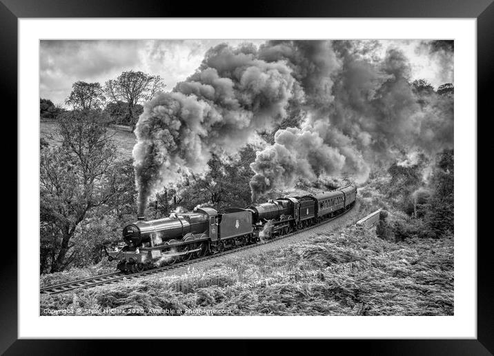 GWR Hall and King - Black and White Framed Mounted Print by Steve H Clark