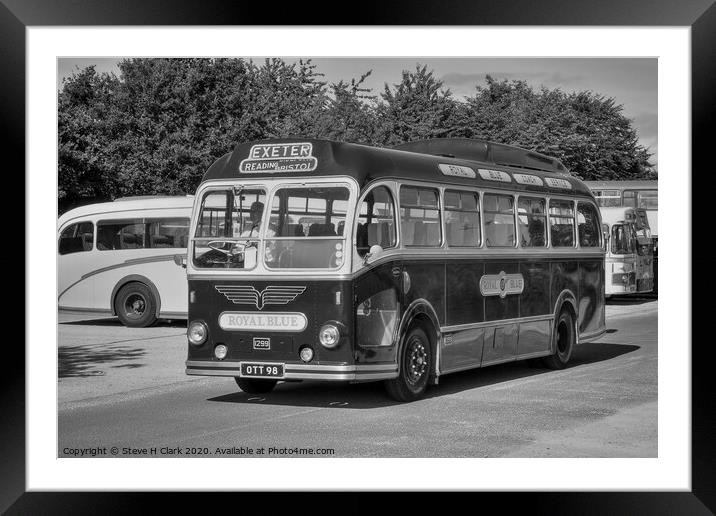 Royal Blue Coach Service - Black and White  Framed Mounted Print by Steve H Clark