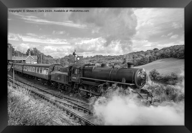 43106 Departs Highley - Black and White Framed Print by Steve H Clark