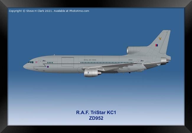 RAF TriStar KC1 ZD952 Artwork Framed Print by Steve H Clark