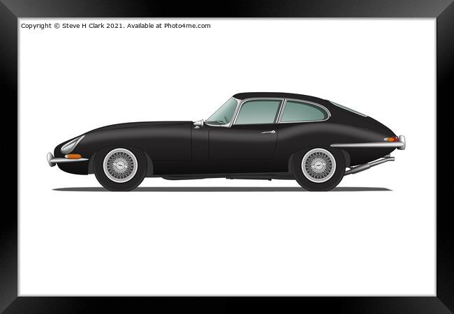 Jaguar E Type Fixed Head Coupe Black Framed Print by Steve H Clark
