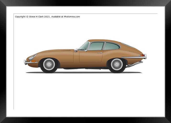 Jaguar E Type Fixed Head Coupe Bronze Framed Mounted Print by Steve H Clark