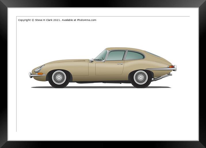 Jaguar E Type Fixed Head Coupe Golden Sand Framed Mounted Print by Steve H Clark