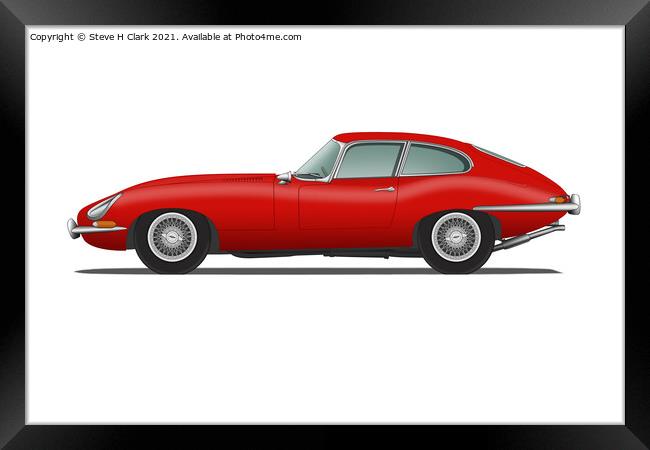 Jaguar E Type Fixed Head Coupe Carmen Red Framed Print by Steve H Clark