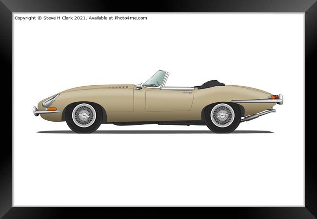 Jaguar E Type Roadster Golden Sand Framed Print by Steve H Clark