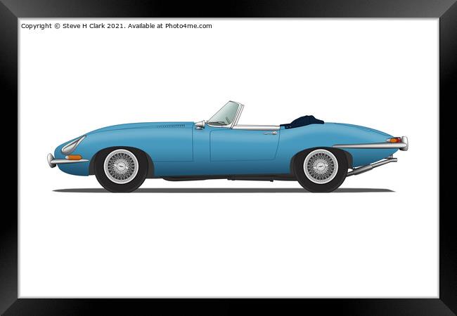 Jaguar E Type Roadster Cotswold Blue Framed Print by Steve H Clark