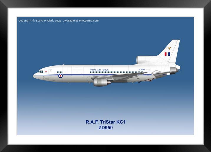 RAF TriStar KC1 ZD950 Artwork Framed Mounted Print by Steve H Clark