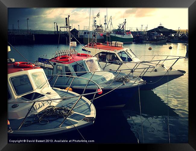 Boats in padstow harbour Framed Print by David Basset