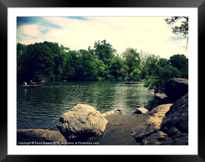 Central Park lake in New York Framed Mounted Print by David Basset