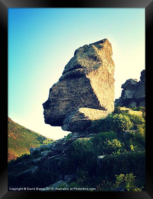 Rock at valley of the rocks Framed Print by David Basset