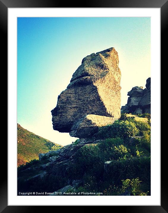 Rock at valley of the rocks Framed Mounted Print by David Basset