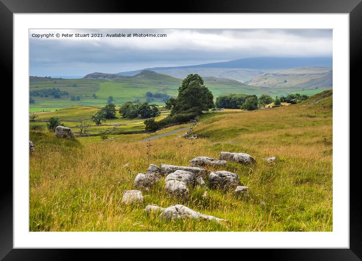 Smearsett Scar from Winskill Stones above Langcliffe. Framed Mounted Print by Peter Stuart