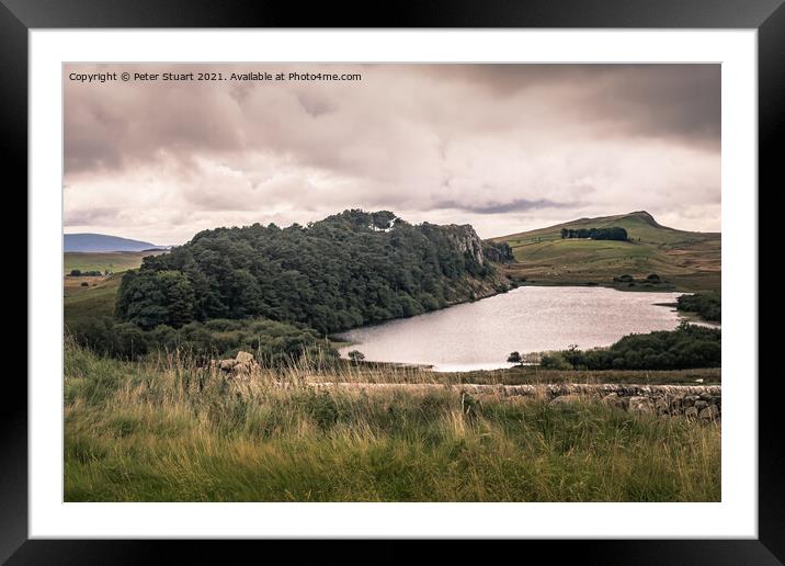 Crag Lough on above Once Brewed on Hadrian's Wall Walk in Northu Framed Mounted Print by Peter Stuart