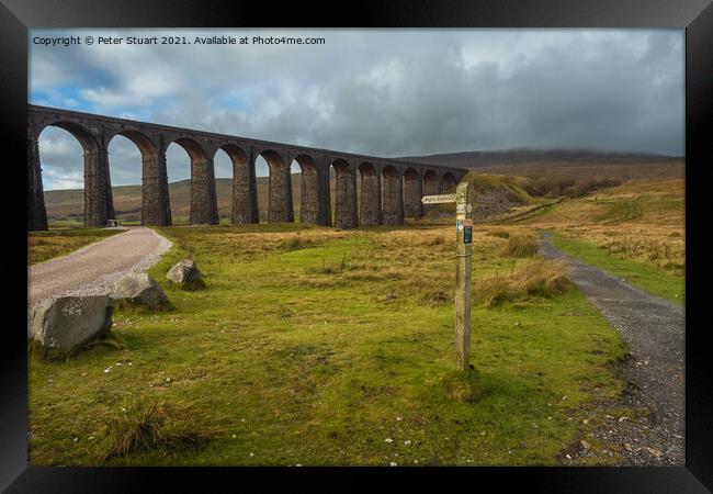 Ribblehead Viaduct on the Settle Carlisle railway in the Yorkshi Framed Print by Peter Stuart