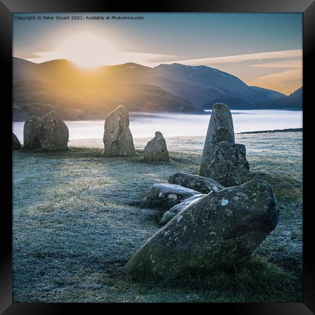 Sunrise at the Winter solstice at Castlerigg Stone Circle near K Framed Print by Peter Stuart