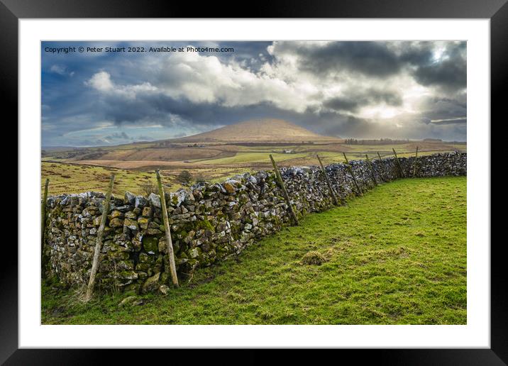 Limestine boulders in front of Park Fell near to Ribblehead in t Framed Mounted Print by Peter Stuart