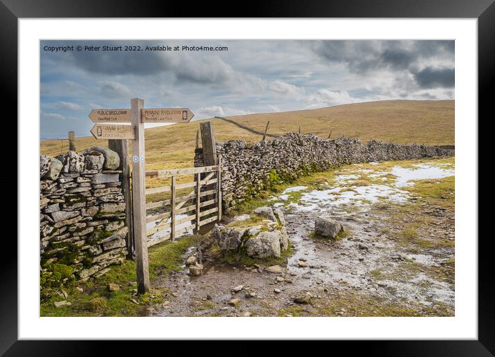 Walking the Settle Loop above Settle and Langcliffe in the Yorks Framed Mounted Print by Peter Stuart