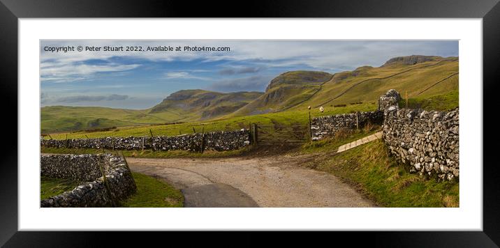 Walking the Settle Loop above Settle and Langcliff Framed Mounted Print by Peter Stuart