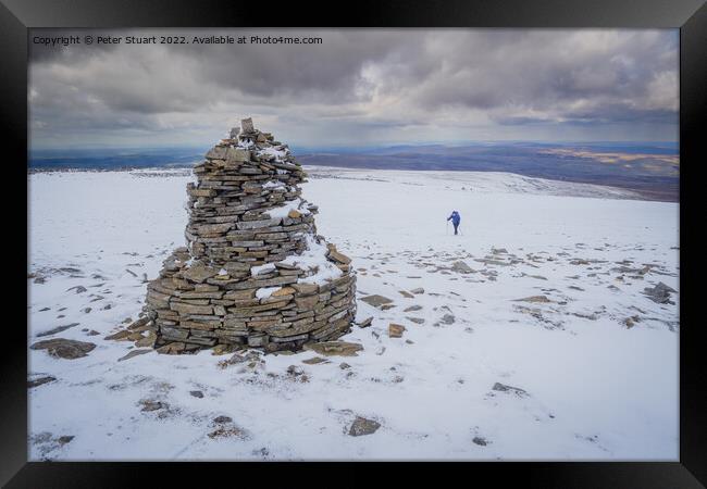 An ascent of Cross Fell on a cold snowy day in April Framed Print by Peter Stuart