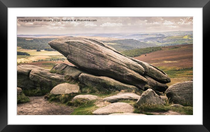 Hill walking on Higger Tor in the Peak Distrct Framed Mounted Print by Peter Stuart