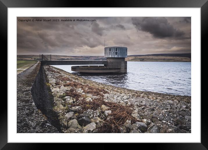 A winters walk around Grimwith Reservoir near Hebden in the York Framed Mounted Print by Peter Stuart