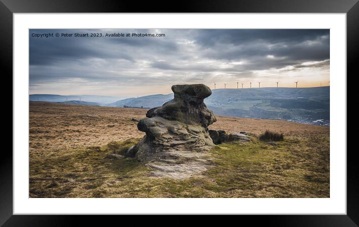 The Basin Stone above Todmorden in West Yorkshire Framed Mounted Print by Peter Stuart