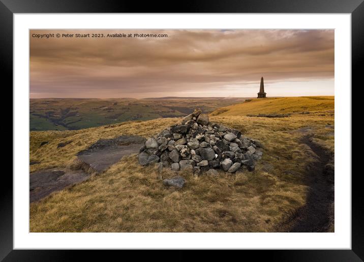 Hiking along the Pennine Way between Hebden Bridge and Todmorden Framed Mounted Print by Peter Stuart