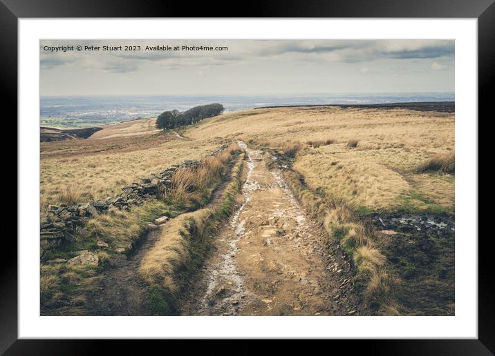 Walking on the West Pennine Moors from Great Hill to White Coppi Framed Mounted Print by Peter Stuart