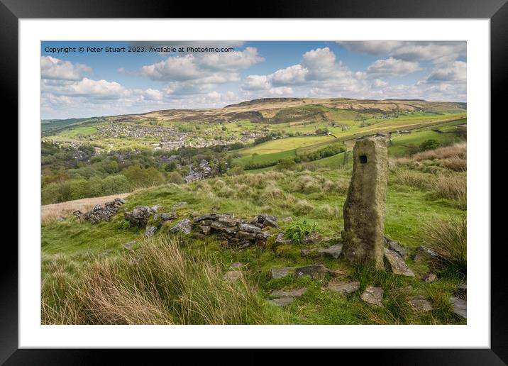 Hill Walkin g on the Pennine Way and Pule Hill abo Framed Mounted Print by Peter Stuart