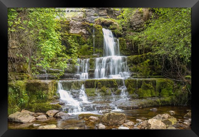 Waterfall at Swimner Gill above Keld in the Yorkshire Dales Framed Print by Peter Stuart