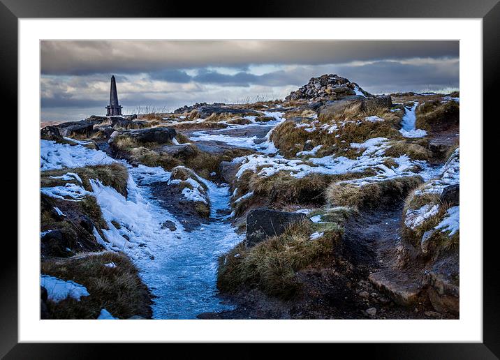 Stoodley Pike in Winter Framed Mounted Print by Peter Stuart
