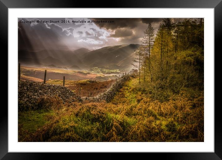 Borrowdale Rays Framed Mounted Print by Peter Stuart