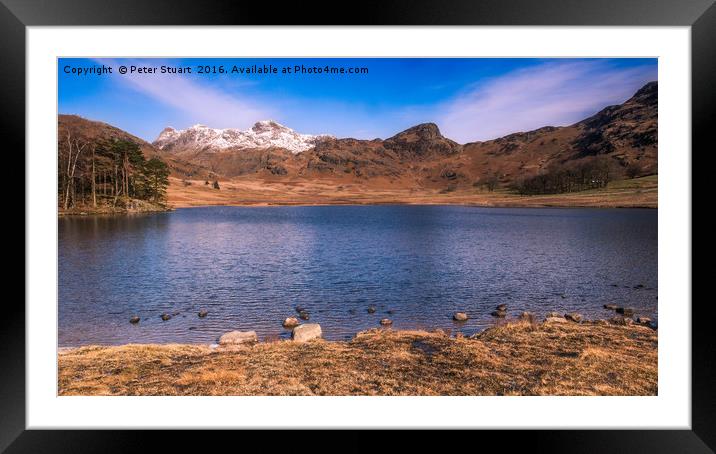 Blea Tarn and the Langdale Pikes Framed Mounted Print by Peter Stuart