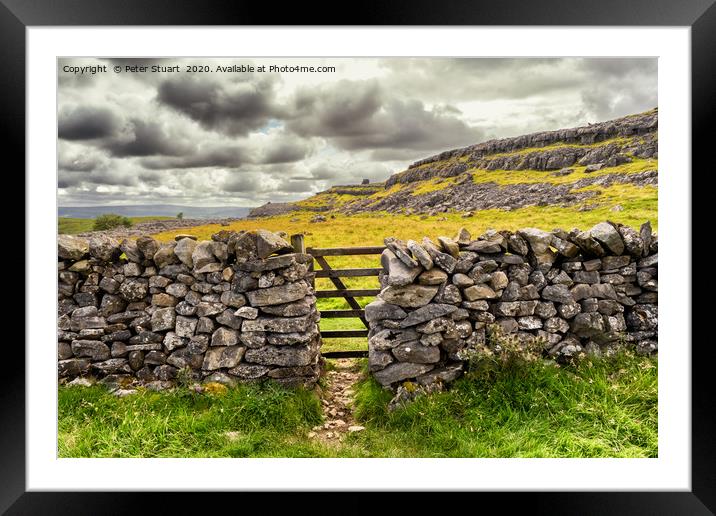 Kingsdale Erratics above Ingleton Framed Mounted Print by Peter Stuart