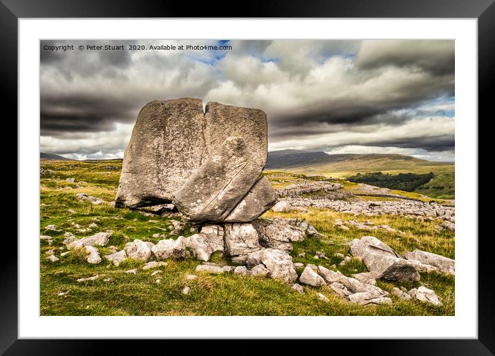 Kingsdale Erratics above Ingleton Framed Mounted Print by Peter Stuart