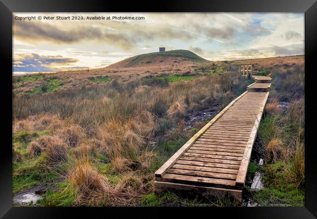 Rivington Pike and Winter Hill above Anglezarke Reservoir in the West pennines Framed Print by Peter Stuart