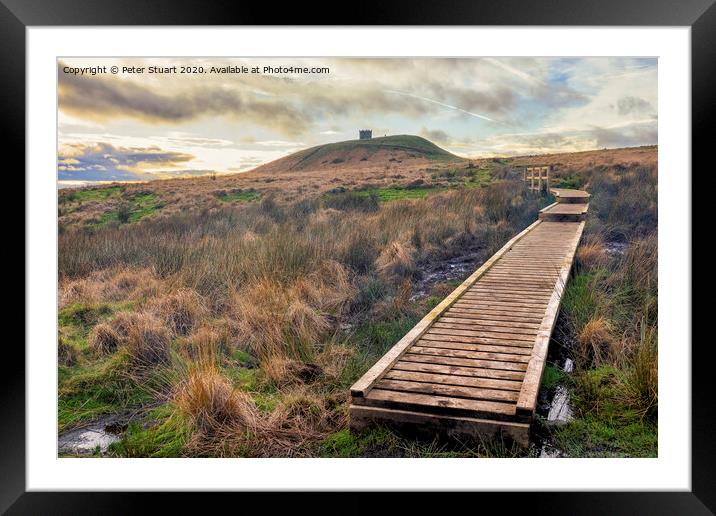 Rivington Pike and Winter Hill above Anglezarke Reservoir in the West pennines Framed Mounted Print by Peter Stuart