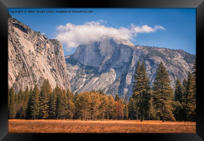 Half Dome is a granite dome at the eastern end of Yosemite Valley Framed Print by Peter Stuart
