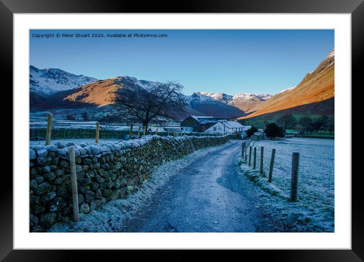 Winter in the Langdale Valley Framed Mounted Print by Peter Stuart