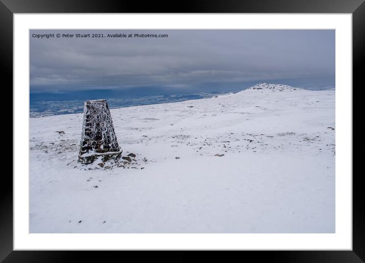 Snowy summit on Ingleborough Framed Mounted Print by Peter Stuart