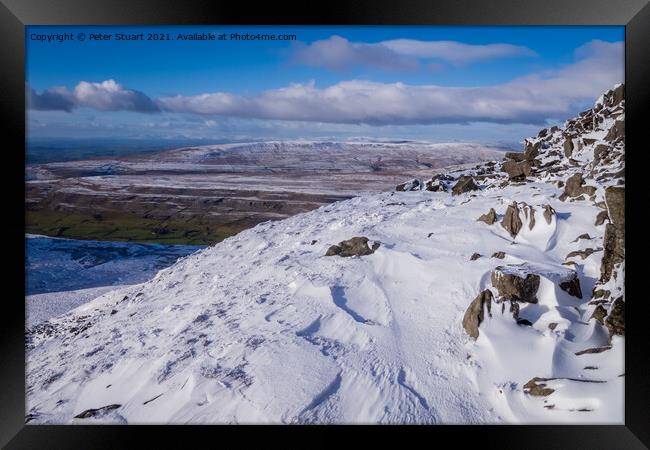 Winter snows on Inglebrough Framed Print by Peter Stuart