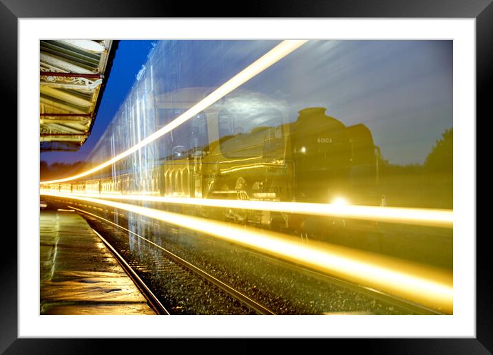 Ghost train and Flying Scotsman. Framed Mounted Print by David Birchall