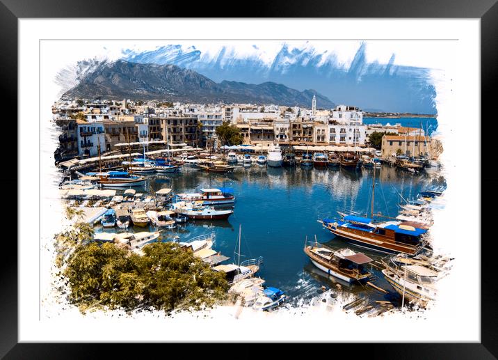 Kyrenia harbour, northern Cyprus. Framed Mounted Print by David Birchall