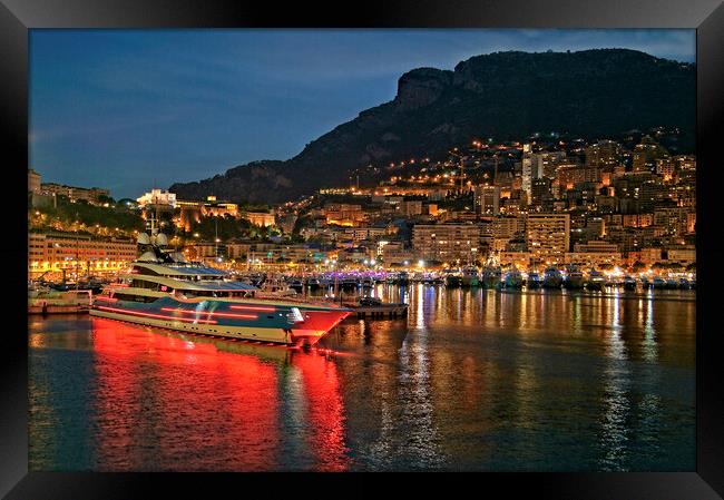 Monte Carlo at night. Framed Print by David Birchall