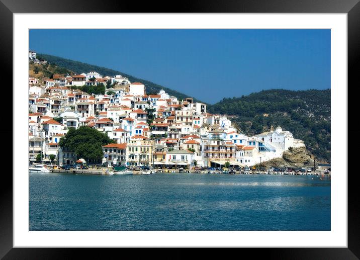 Skopelos town. Framed Mounted Print by David Birchall