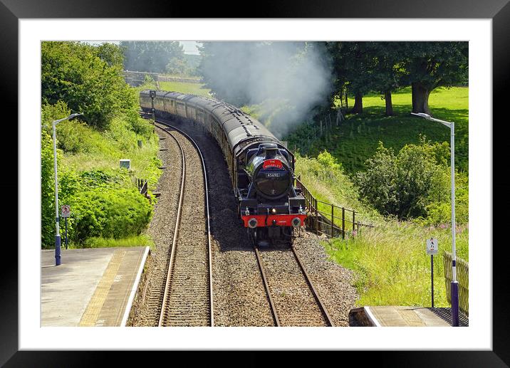 45690 Leander passing Long Preston. Framed Mounted Print by David Birchall