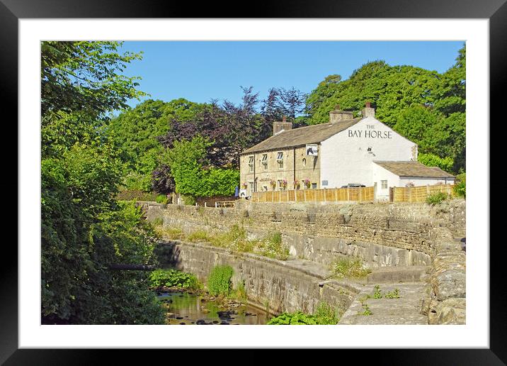 The Bay Horse pub at Roughlee, Lancashire. Framed Mounted Print by David Birchall