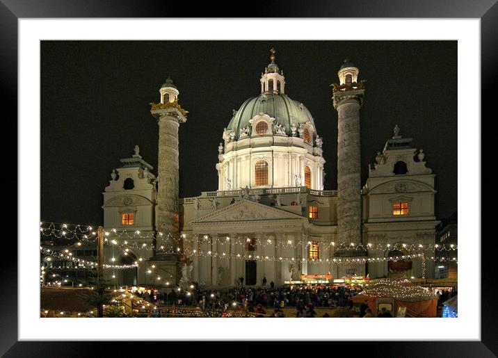 Karlskirche, Vienna. Framed Mounted Print by David Birchall