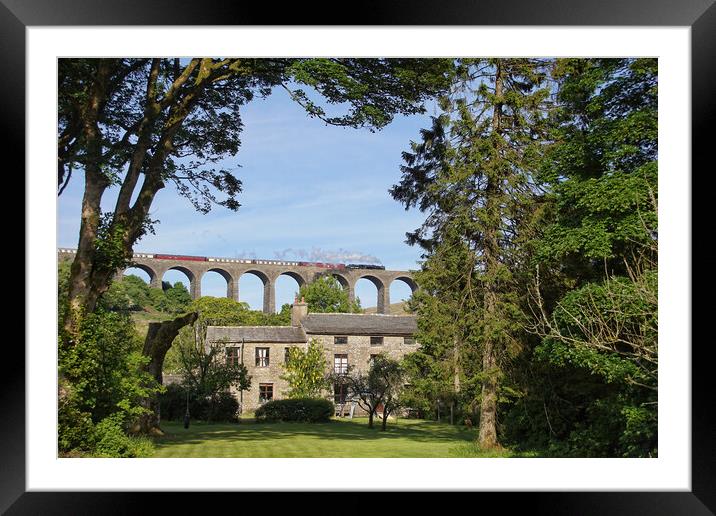 Steam train crossing Arten Gill viaduct. Framed Mounted Print by David Birchall